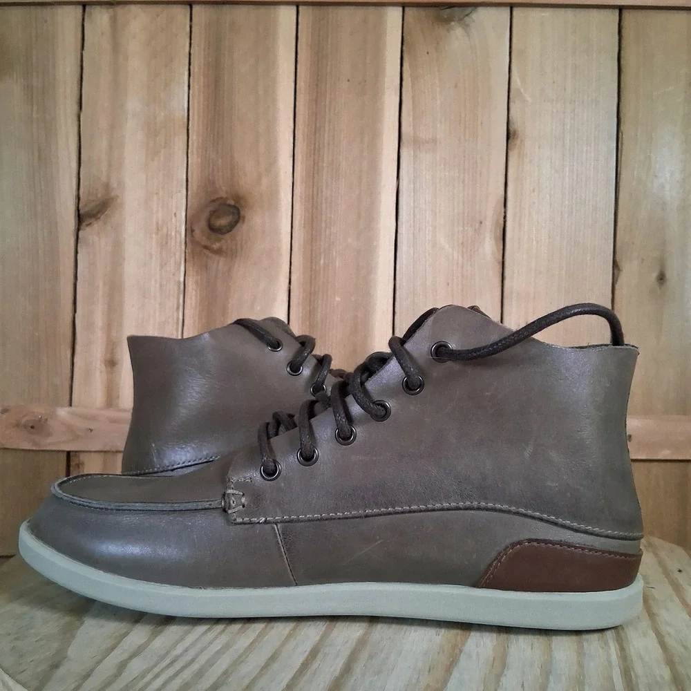 OluKai Nalukai Boots Mens 8 Brown Leather Chukka Ankle Casual Shoes Lace‎ Up